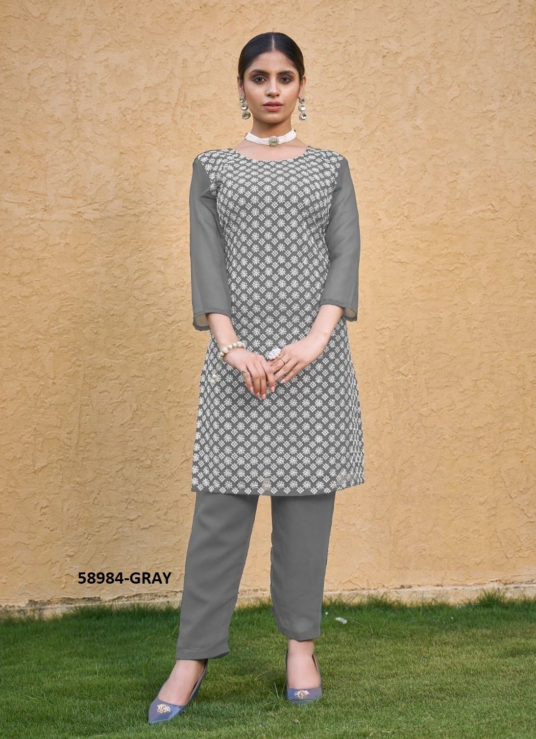 ROOHI - Catalog # 58984 (Set of 5 Tops With Bottoms) by Brand DESI MUSE