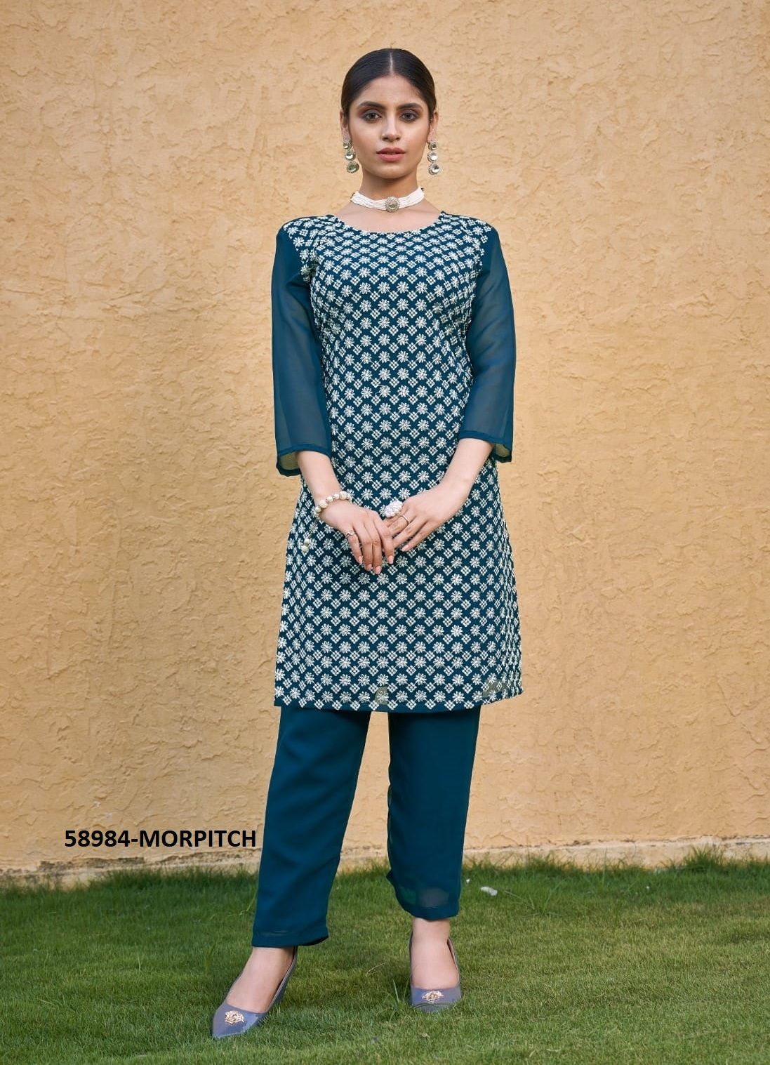 ROOHI - Catalog # 58984 (Set of 5 Tops With Bottoms) by Brand DESI MUSE
