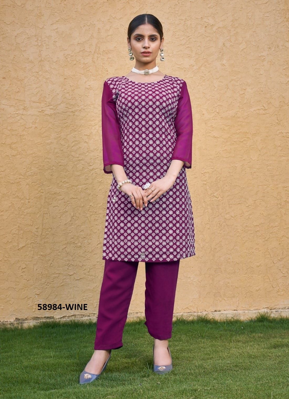 ROOHI - Catalog # 58984 (Set of 5 Tops With Bottoms) by Brand DESI MUSE