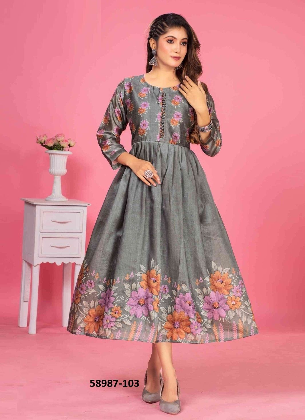 LIA - Catalog # 58987 (Set of 6 Readymade Women's Kurtis / Tops) by Brand DEE CEE