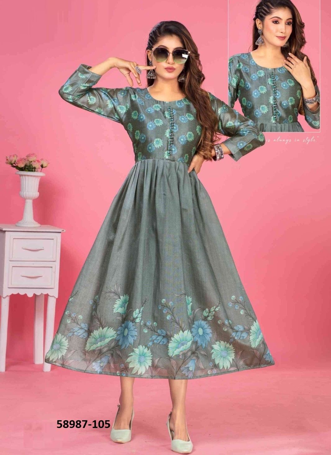 LIA - Catalog # 58987 (Set of 6 Readymade Women's Kurtis / Tops) by Brand DEE CEE