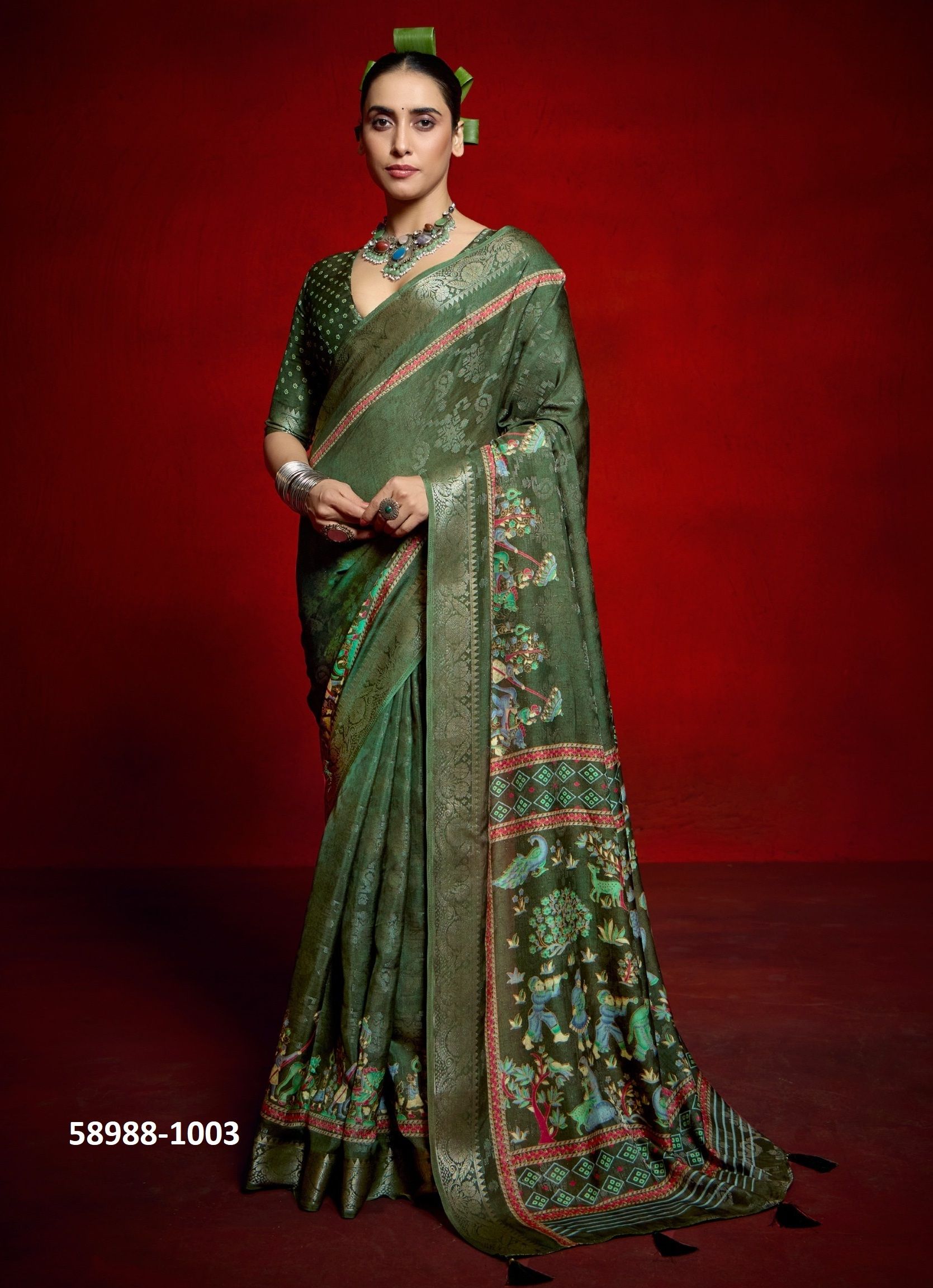 OJJAS - Catalog # 58988 (Set of 6 Sarees) by Brand SHUBH SHREE CREATIONS
