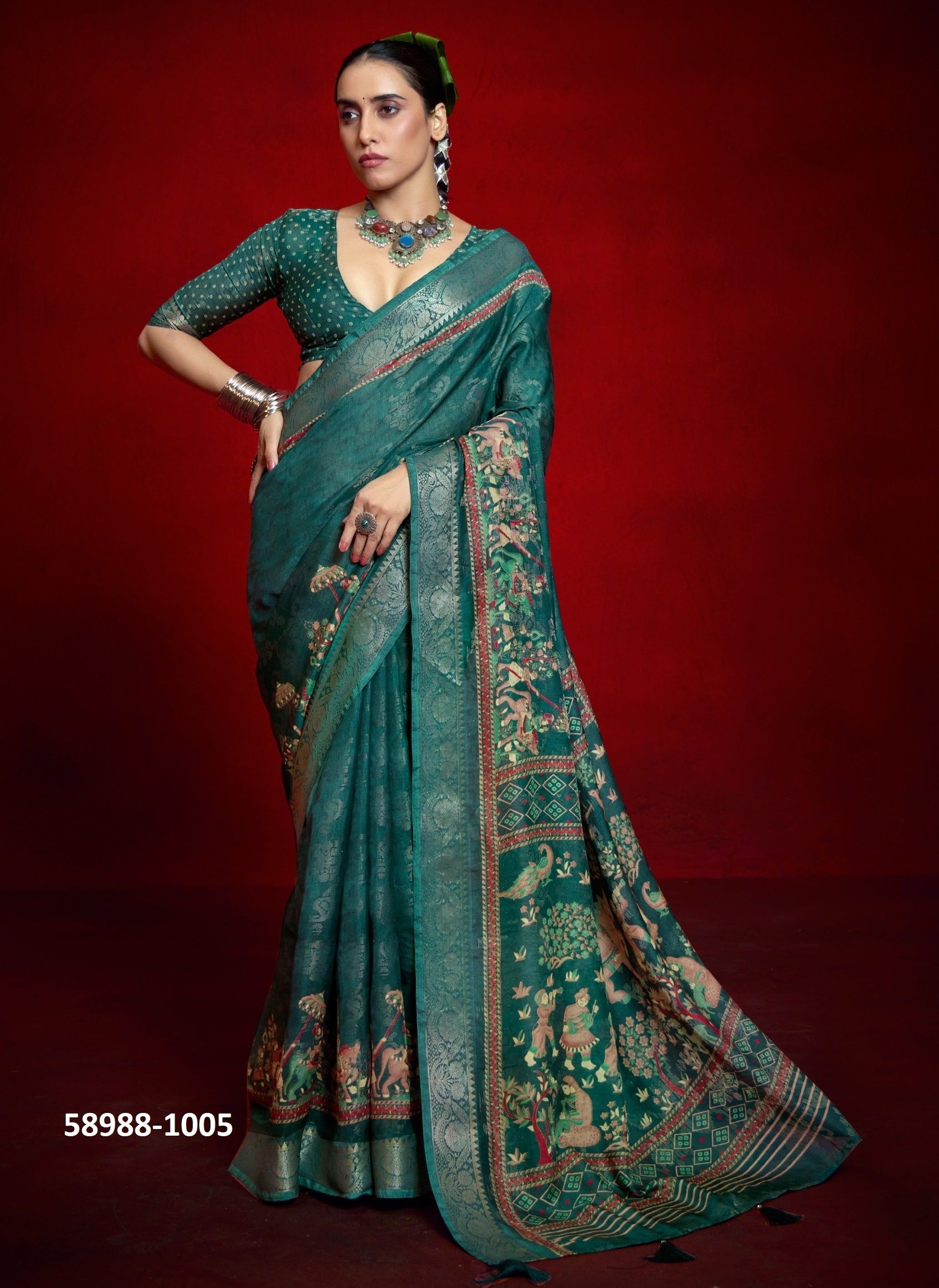 OJJAS - Catalog # 58988 (Set of 6 Sarees) by Brand SHUBH SHREE CREATIONS
