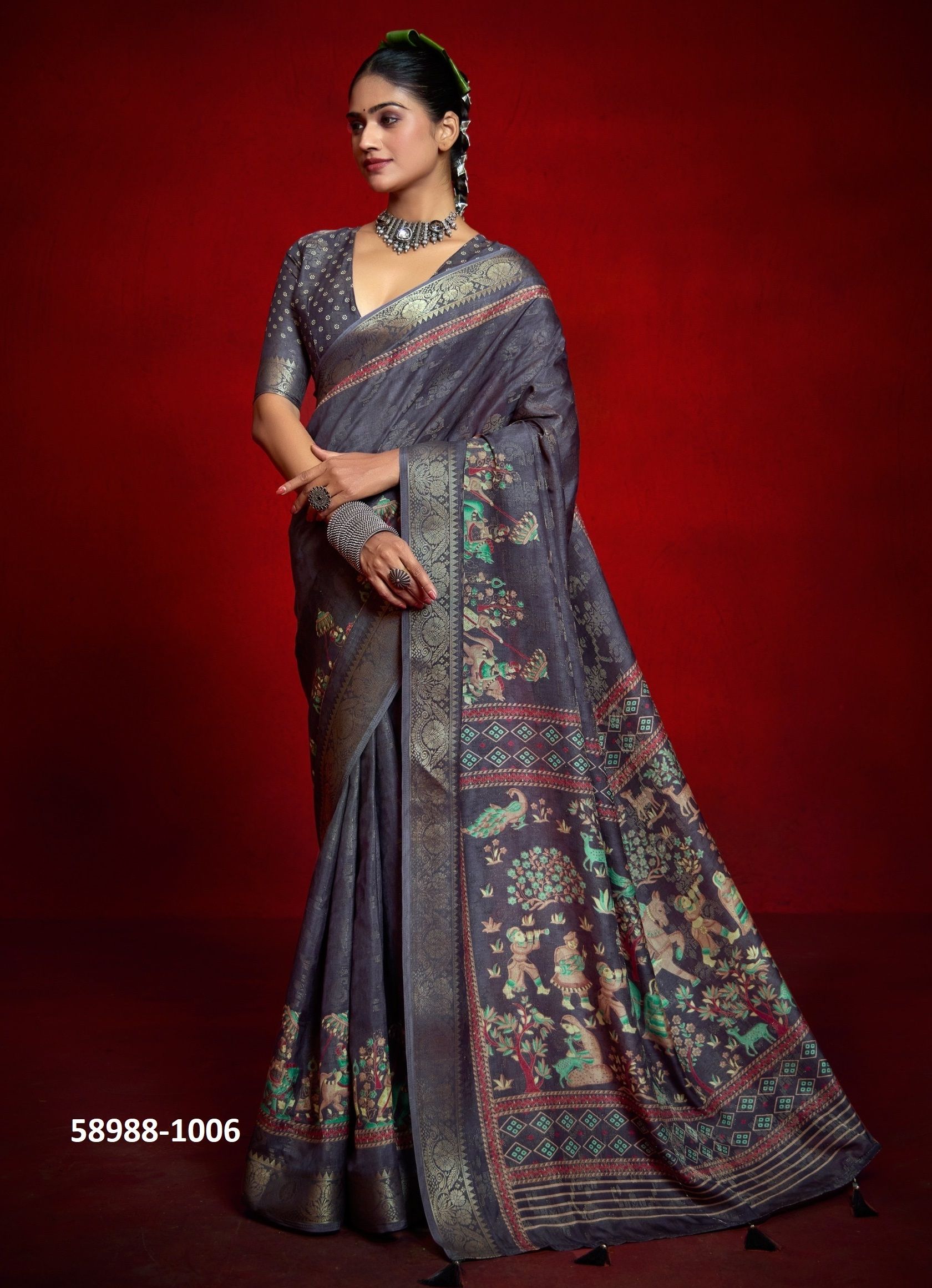OJJAS - Catalog # 58988 (Set of 6 Sarees) by Brand SHUBH SHREE CREATIONS