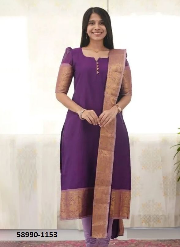 SILK AFFAIR 4 - Catalog # 58990 (Set of 3 Readymade Women's Kurtis / Tops) by Brand DESI MUSE