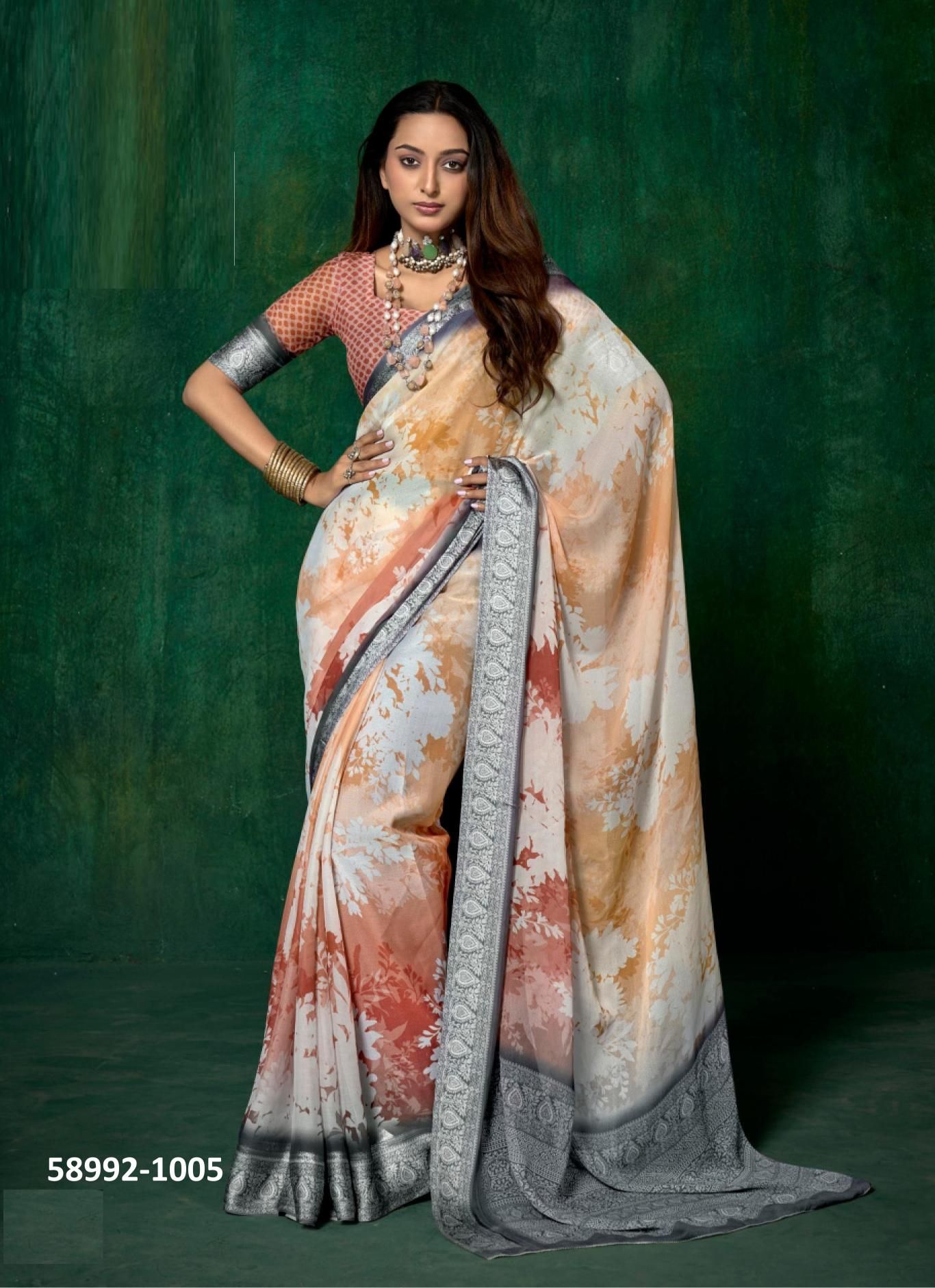 SAAZ - Catalog # 58992 (Set of 8 Sarees) by Brand SHUBH SHREE CREATIONS