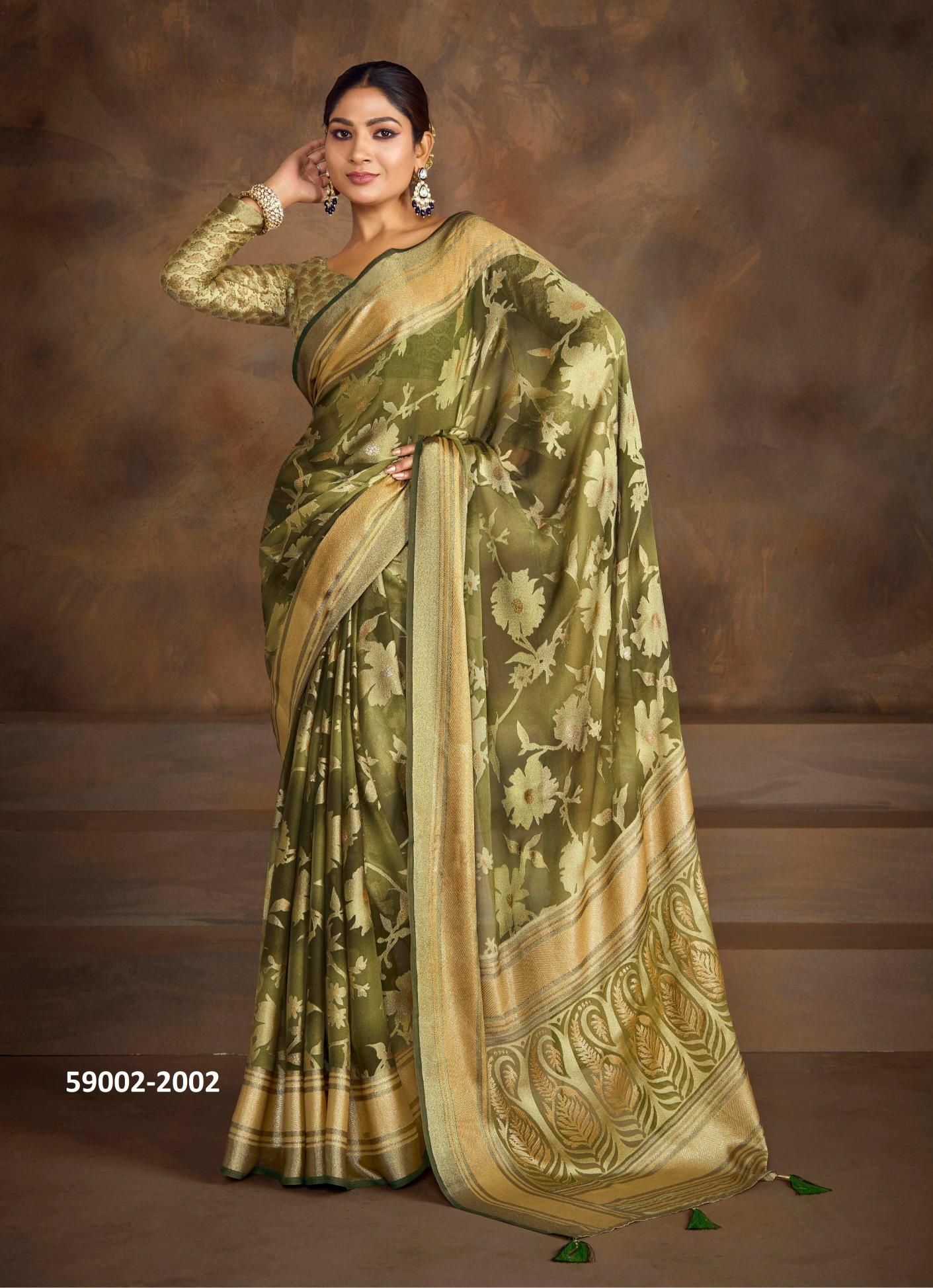 SHAGUN 2 - Catalog # 59002 (Set of 6 Sarees) by Brand SHUBH SHREE CREATIONS