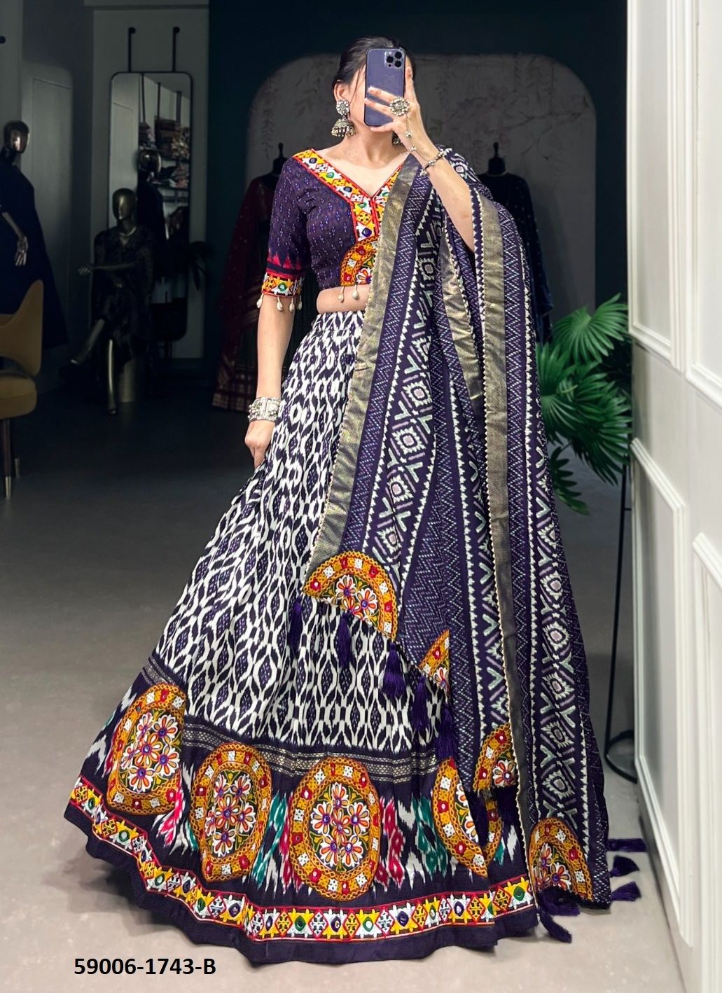 NAVRATRI SERIES 1743 - Catalog # 59006 (Set of 2 Readymade Lehengas) by Brand DESI MUSE
