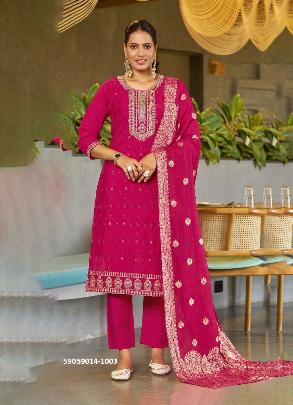 STAR FISH - Catalog # 59014 (Set of 4 Readymade Salwar Suits) by Brand BLUE HILLS