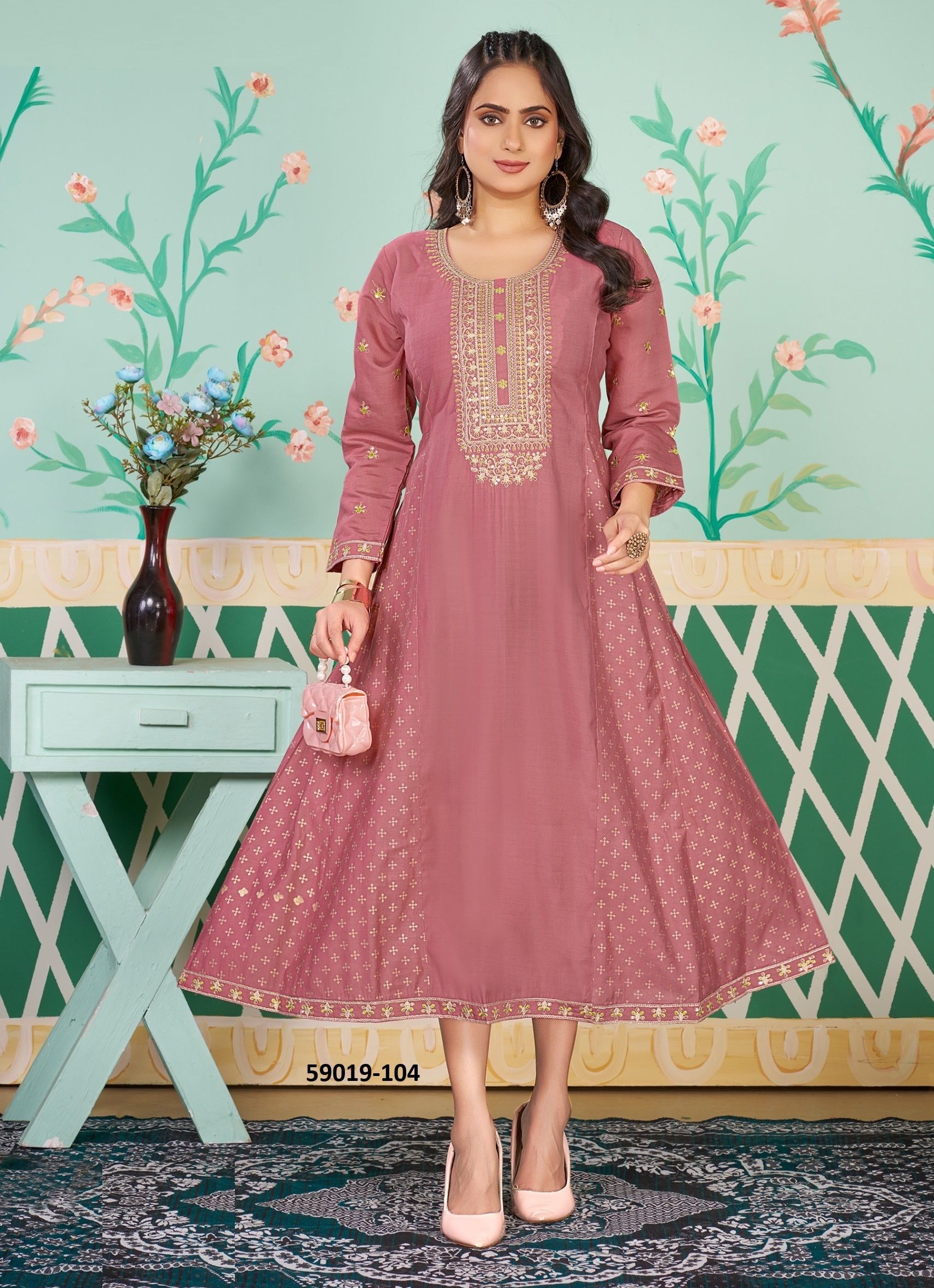RYNA - Catalog # 59019 (Set of 6 Readymade Women's Kurtis / Tops) by Brand DEE CEE