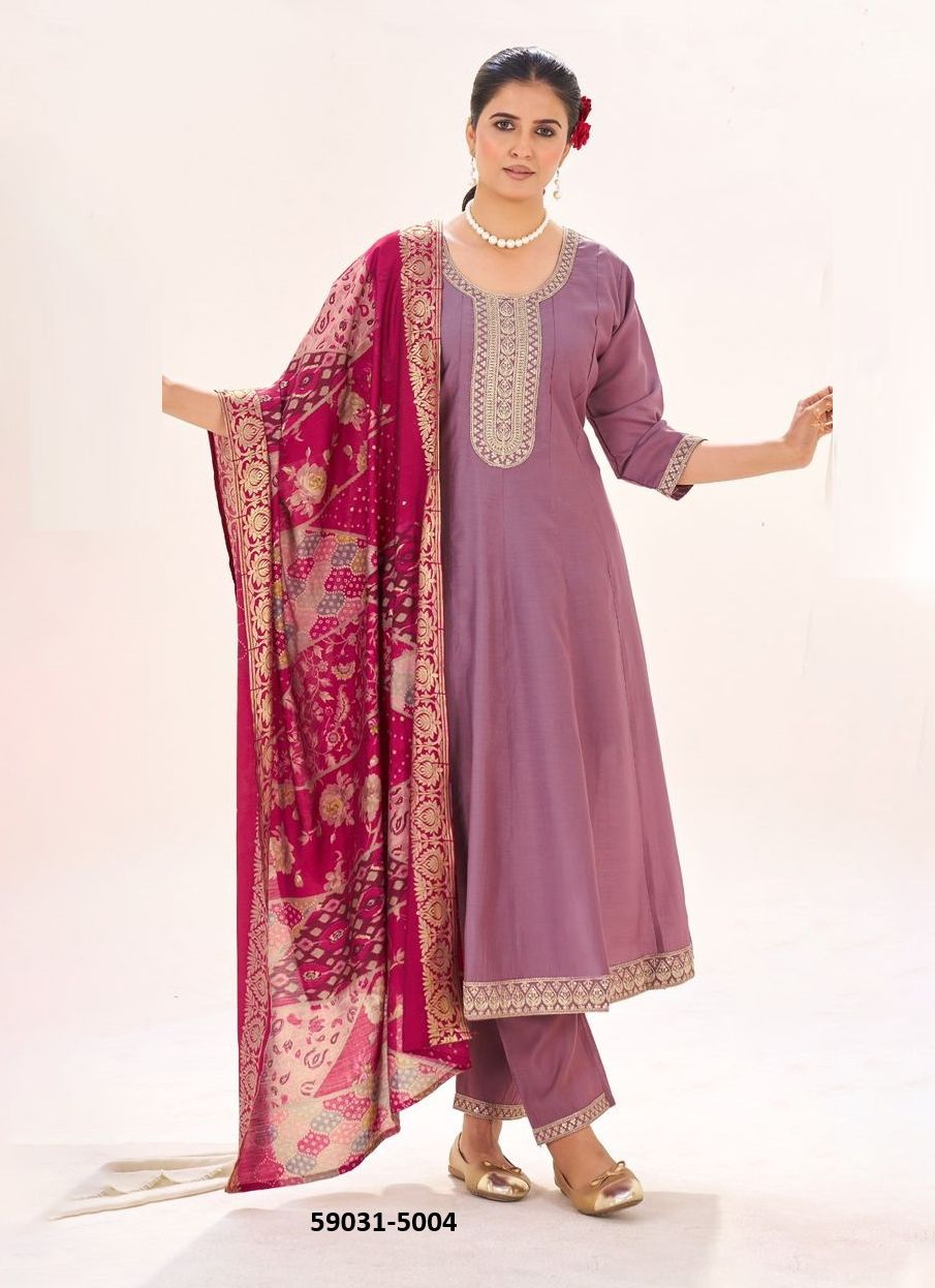 SENORITA - Catalog # 59031 (Set of 4 Readymade Salwar Suits) by Brand BLUE HILLS