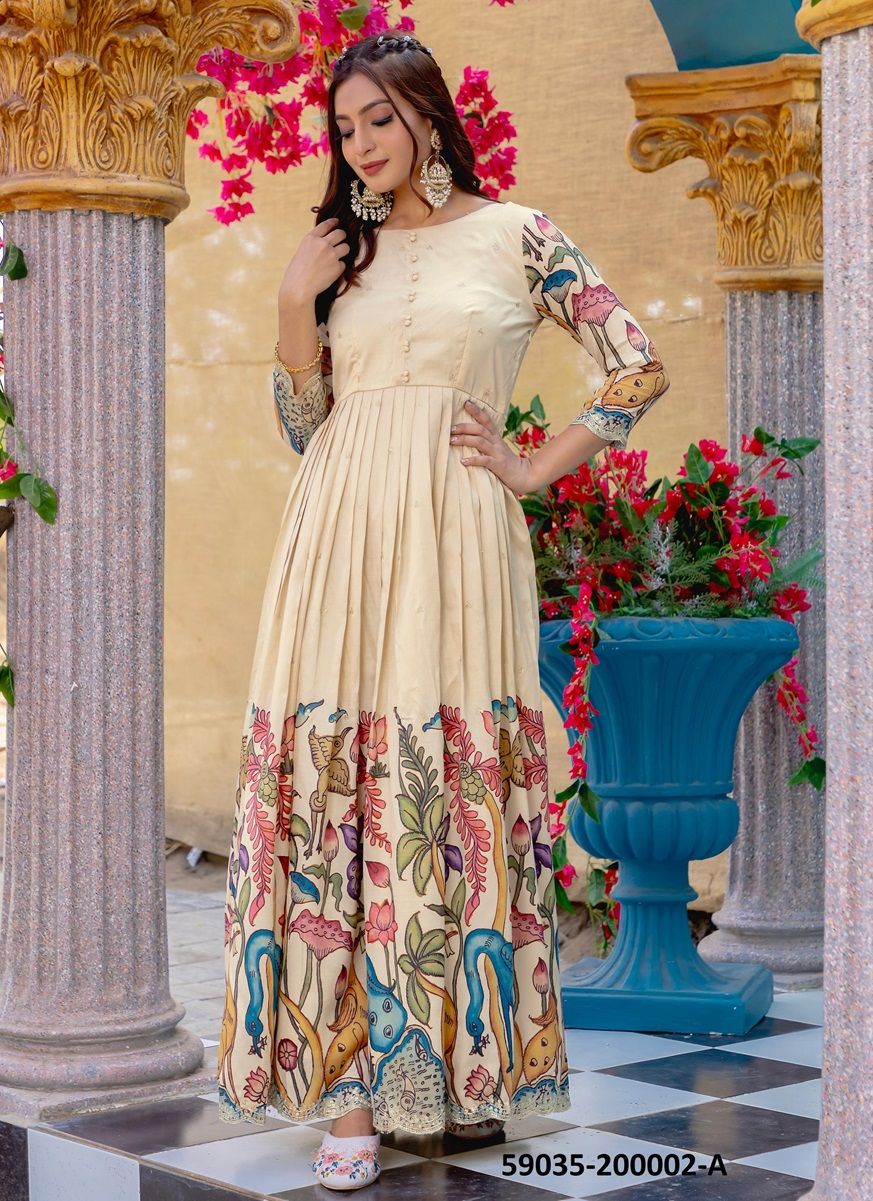 YELLOW & CREAM - Catalog # 59035 (Set of 2 Readymade Women's Kurtis / Tops) by Brand DESI MUSE YELLOW & CREAM - Catalog # 59035 (Set of 2 Readymade Women's Kurtis / Tops) by Brand DESI MUSE