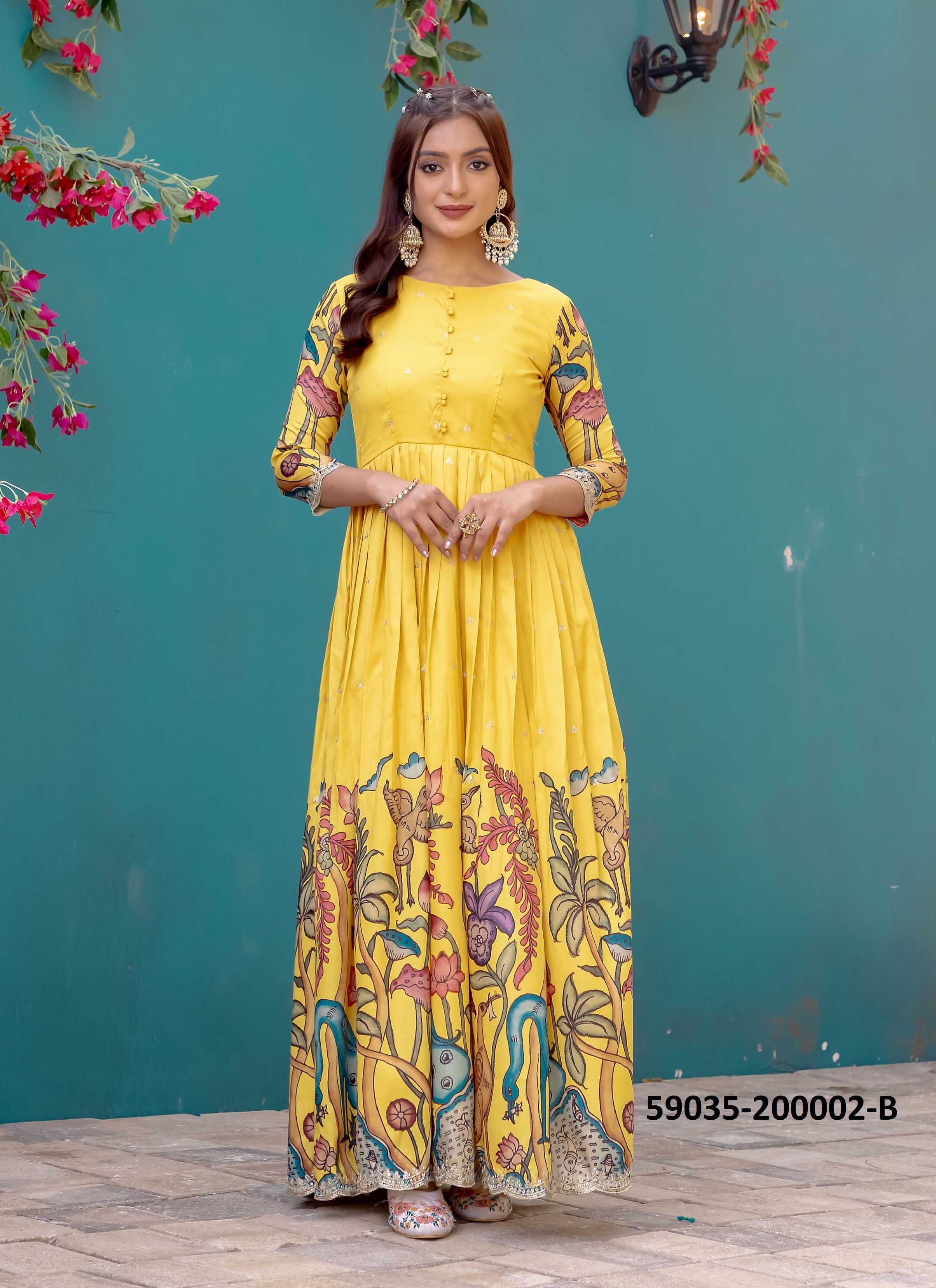 YELLOW & CREAM - Catalog # 59035 (Set of 2 Readymade Women's Kurtis / Tops) by Brand DESI MUSE YELLOW & CREAM - Catalog # 59035 (Set of 2 Readymade Women's Kurtis / Tops) by Brand DESI MUSE