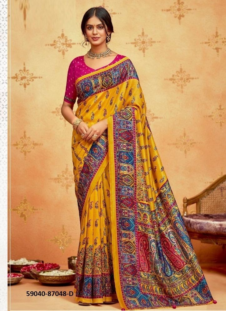IVORY SILK 4 - Catalog # 59040 (Set of 6 Sarees) by Brand VIPUL FASHIONS
