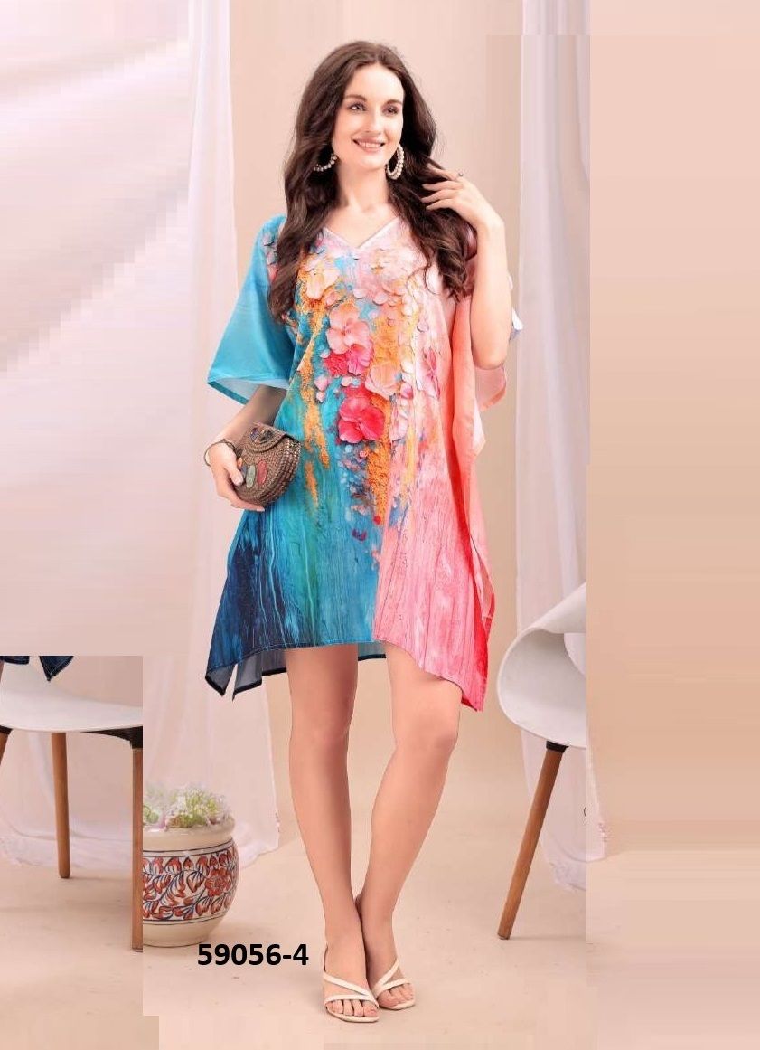 COTTON FEEL BEACH WEAR - Catalog # 59056 (Set of 8 Kaftans / Ponchos) by Brand DESI MUSE