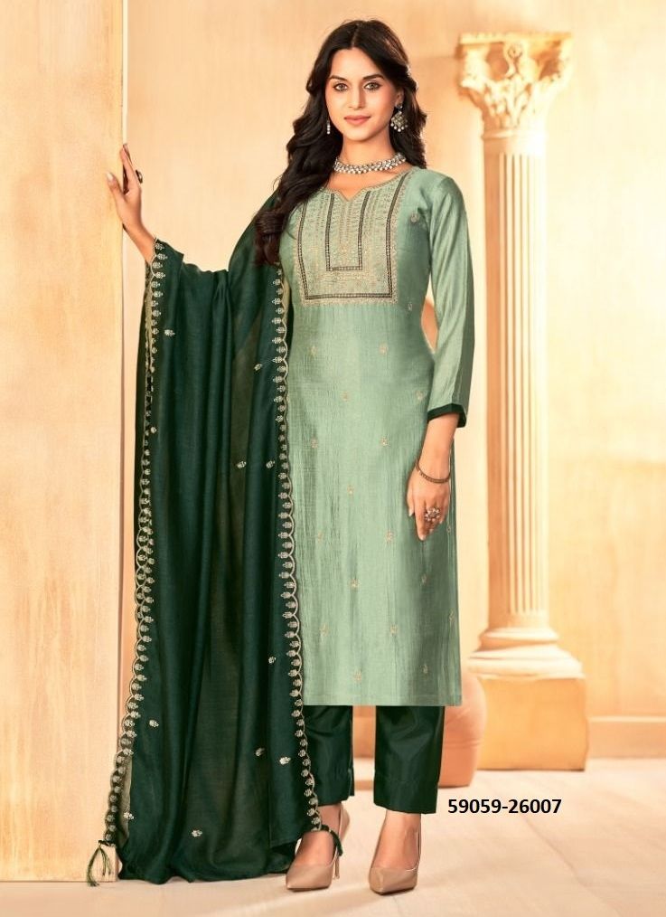 JASMEEN 3 - Catalog # 59059 (Set of 11 Readymade Salwar Suits) by Brand DESI MUSE