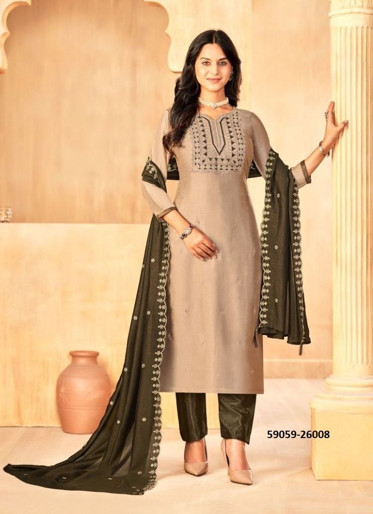 JASMEEN 3 - Catalog # 59059 (Set of 11 Readymade Salwar Suits) by Brand DESI MUSE