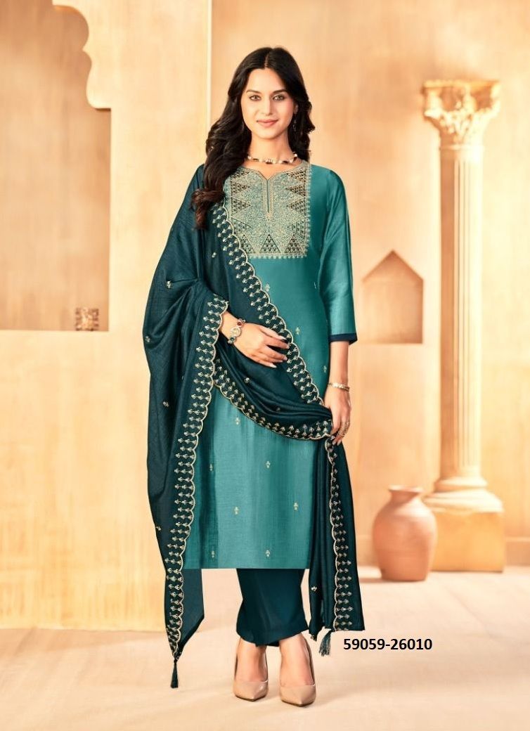 JASMEEN 3 - Catalog # 59059 (Set of 11 Readymade Salwar Suits) by Brand DESI MUSE