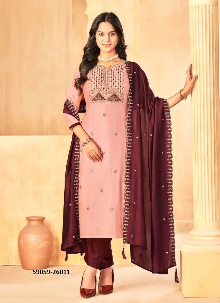 JASMEEN 3 - Catalog # 59059 (Set of 11 Readymade Salwar Suits) by Brand DESI MUSE