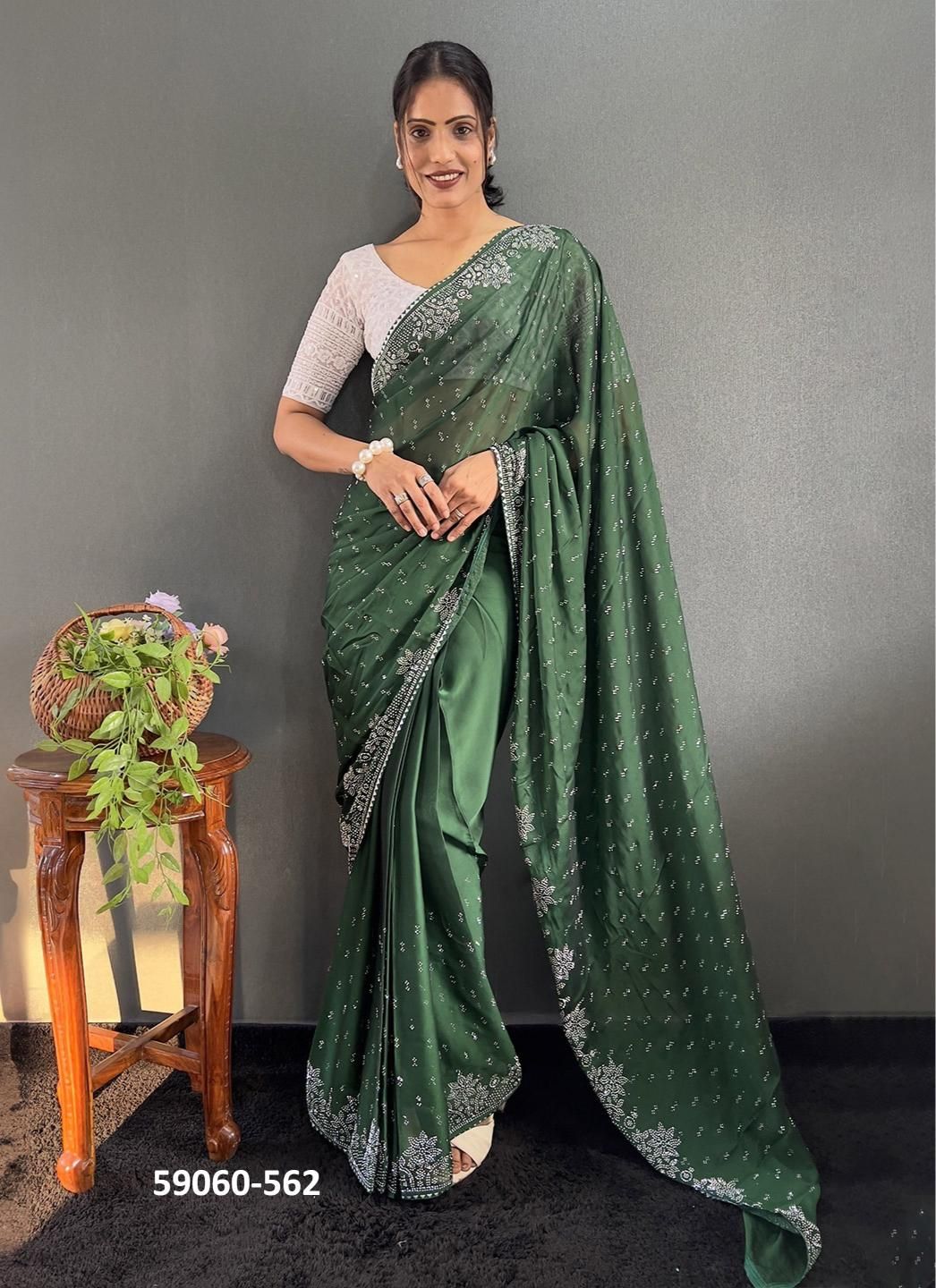 WHITE STONE - Catalog # 59060 (Set of 6 Sarees) by Brand DESI MUSE