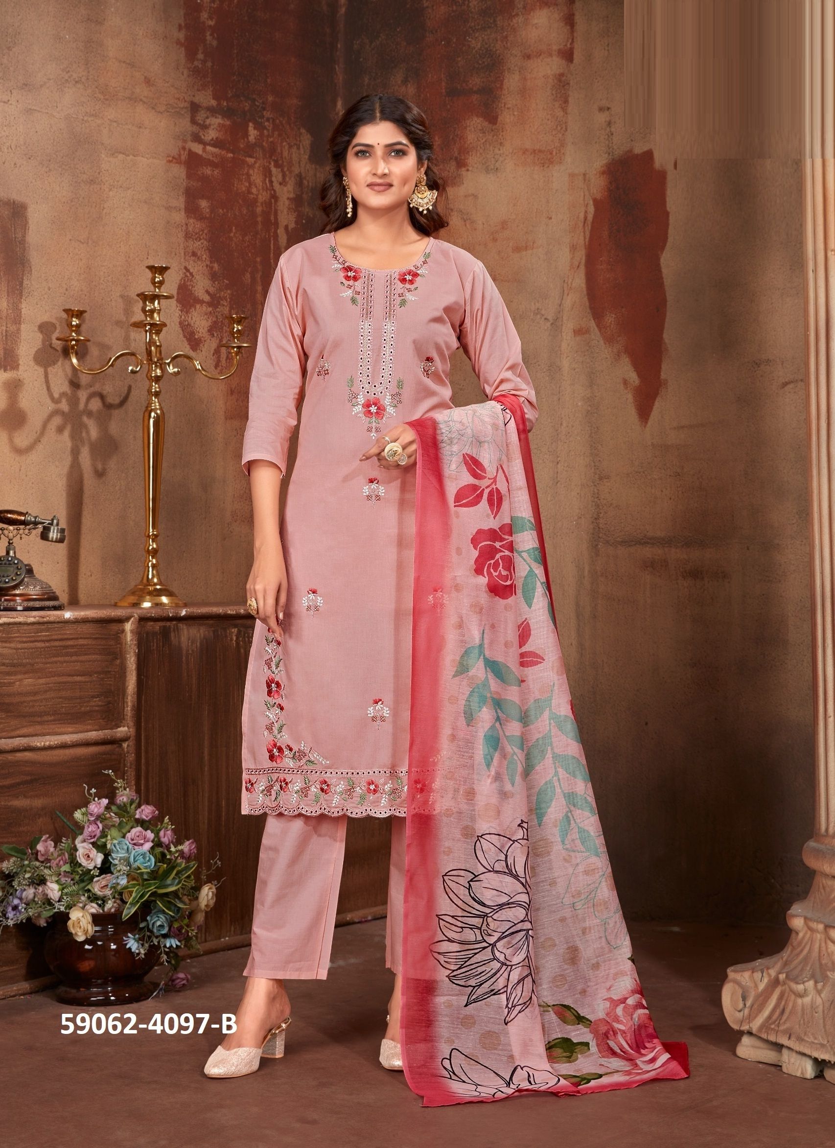 SAYNA 1 - Catalog # 59062 (Set of 4 SIZE-SETS [Readymade Salwar Suits]) by Brand AFSANA
