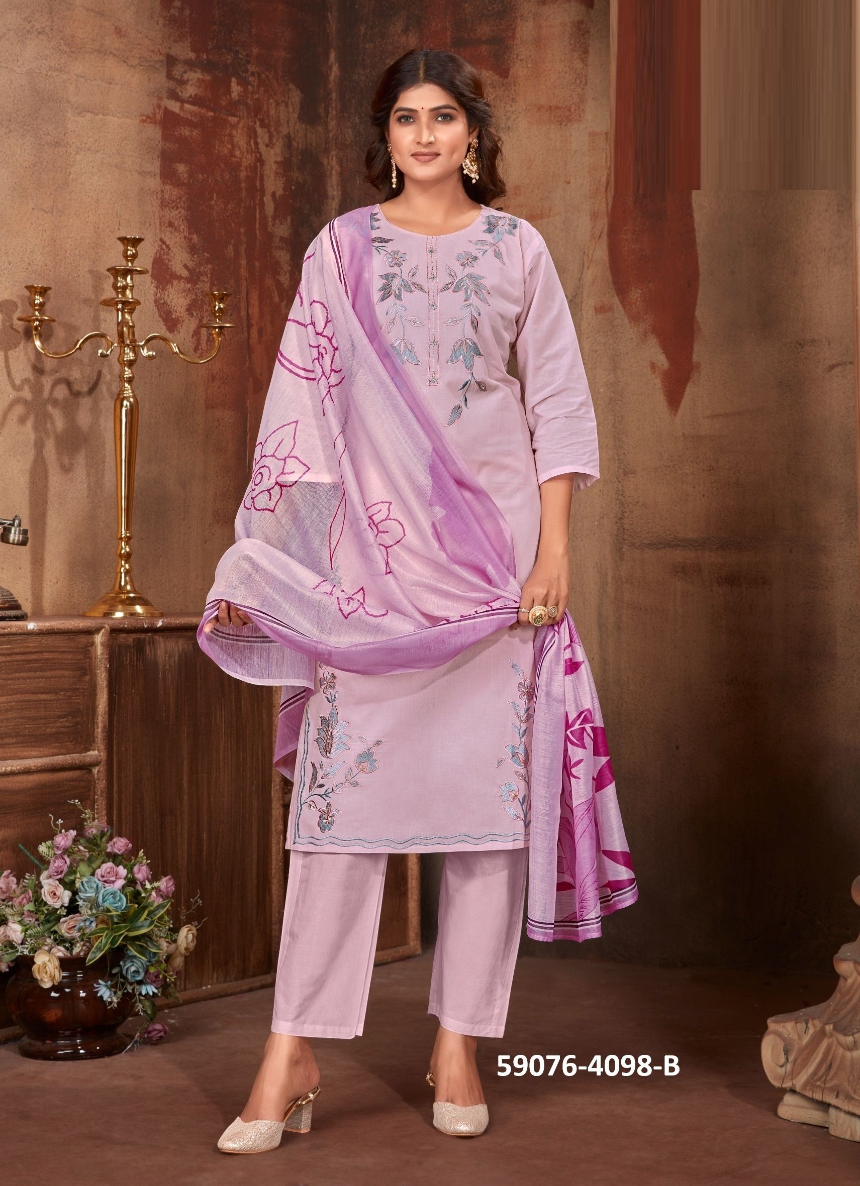 SAYNA 2 - Catalog # 59076 (Set of 4 SIZE-SETS [Readymade Salwar Suits]) by Brand AFSANA