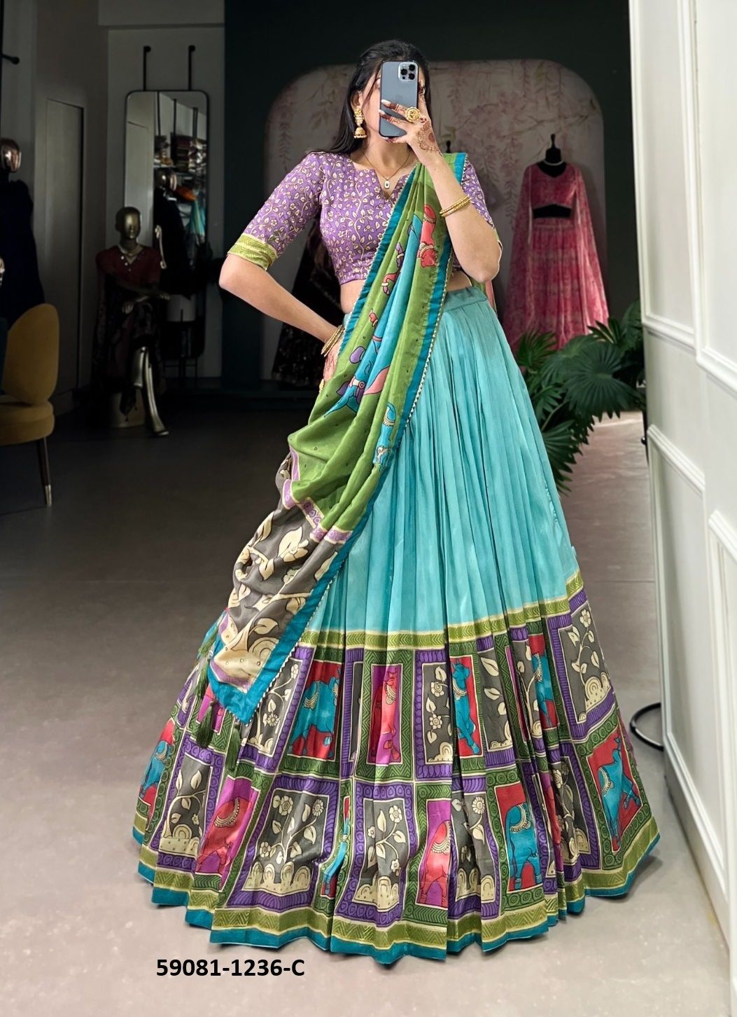 ANIMAL PRINTS - Catalog # 59081 (Set of 4 Semi-Stitched Lehengas) by Brand DESI MUSE ANIMAL PRINTS - Catalog # 59081 (Set of 4 Semi-Stitched Lehengas) by Brand DESI MUSE