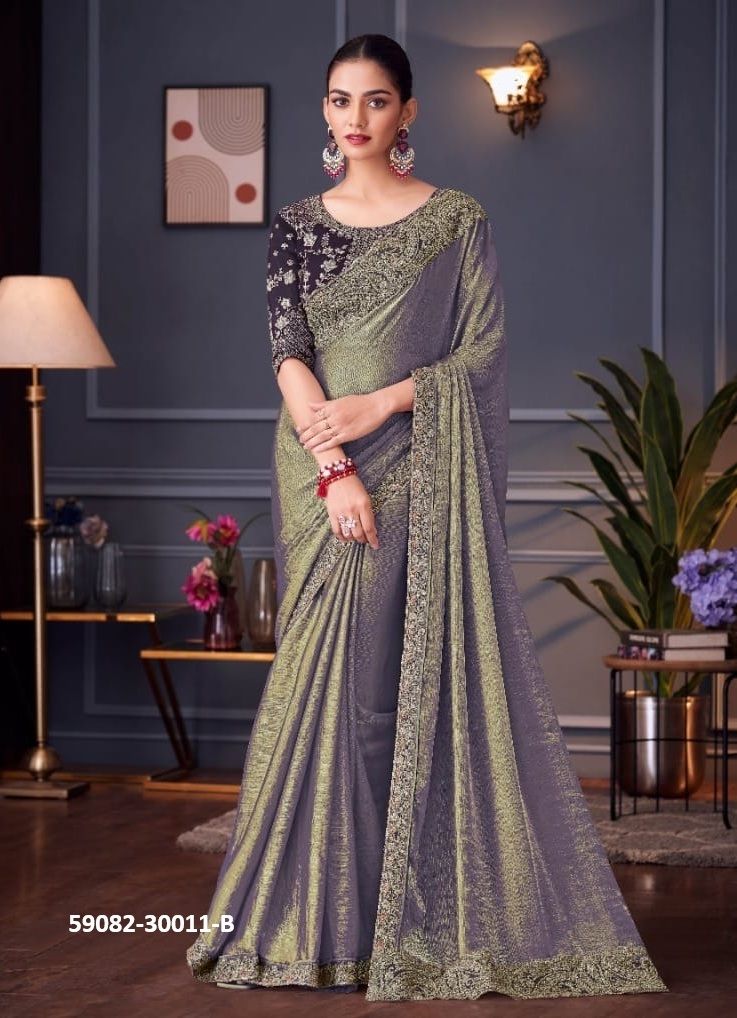 SERIES 30011 COLORS - Catalog # 59082 (Set of 6 Sarees) by Brand THE FASHION HUB