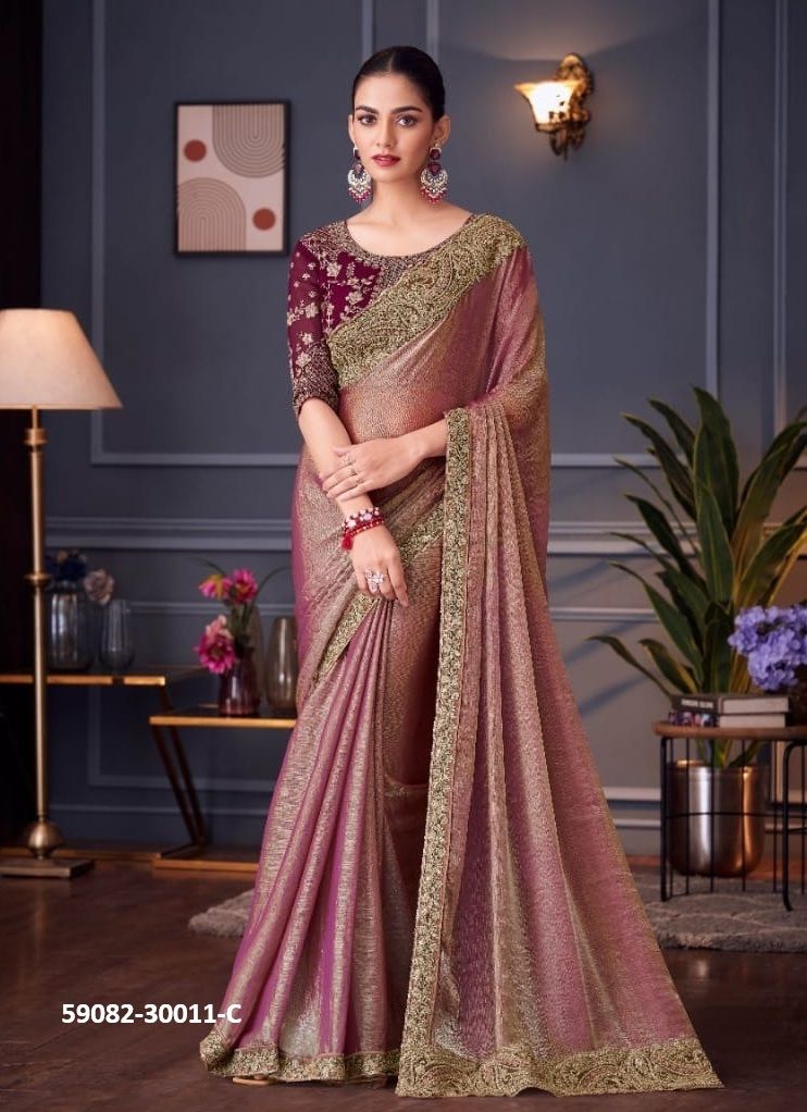 SERIES 30011 COLORS - Catalog # 59082 (Set of 6 Sarees) by Brand THE FASHION HUB