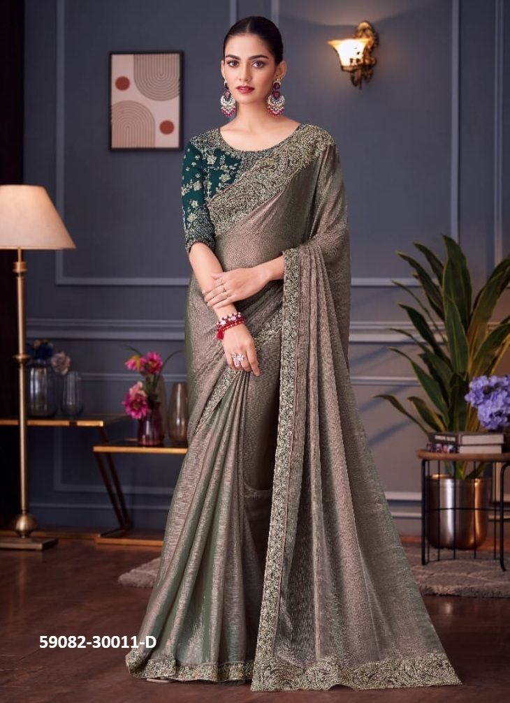 SERIES 30011 COLORS - Catalog # 59082 (Set of 6 Sarees) by Brand THE FASHION HUB