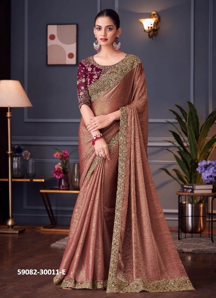 SERIES 30011 COLORS - Catalog # 59082 (Set of 6 Sarees) by Brand THE FASHION HUB
