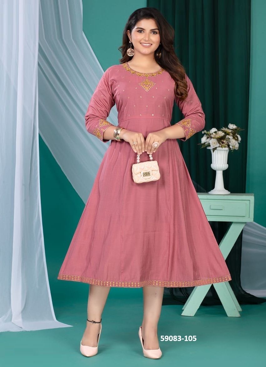 RADHYA - Catalog # 59083 (Set of 6 Readymade Women's Kurtis / Tops) by Brand DEE CEE