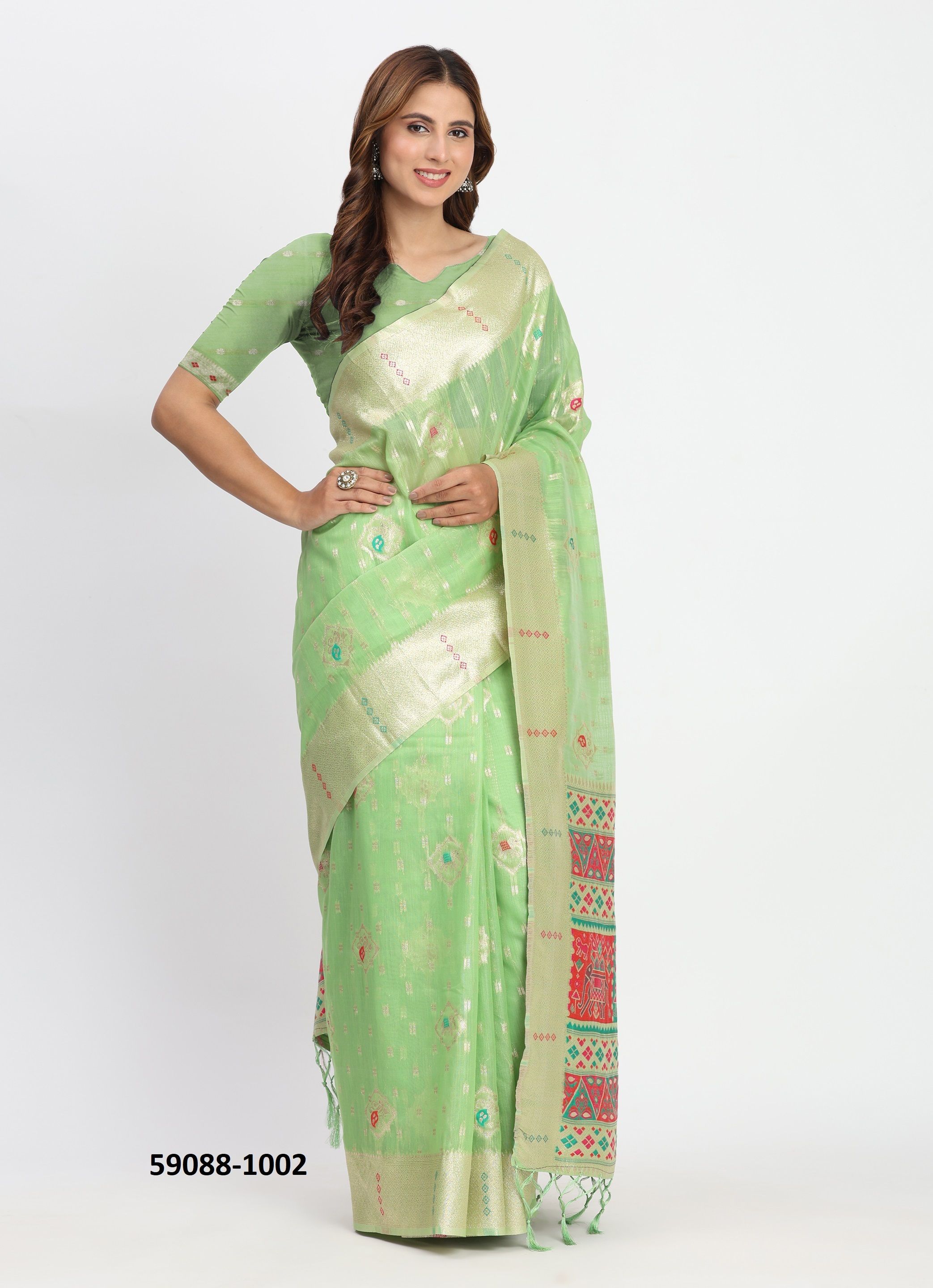 LINEN WAVES 2 - Catalog # 59088 (Set of 6 Sarees) by Brand DESI MUSE