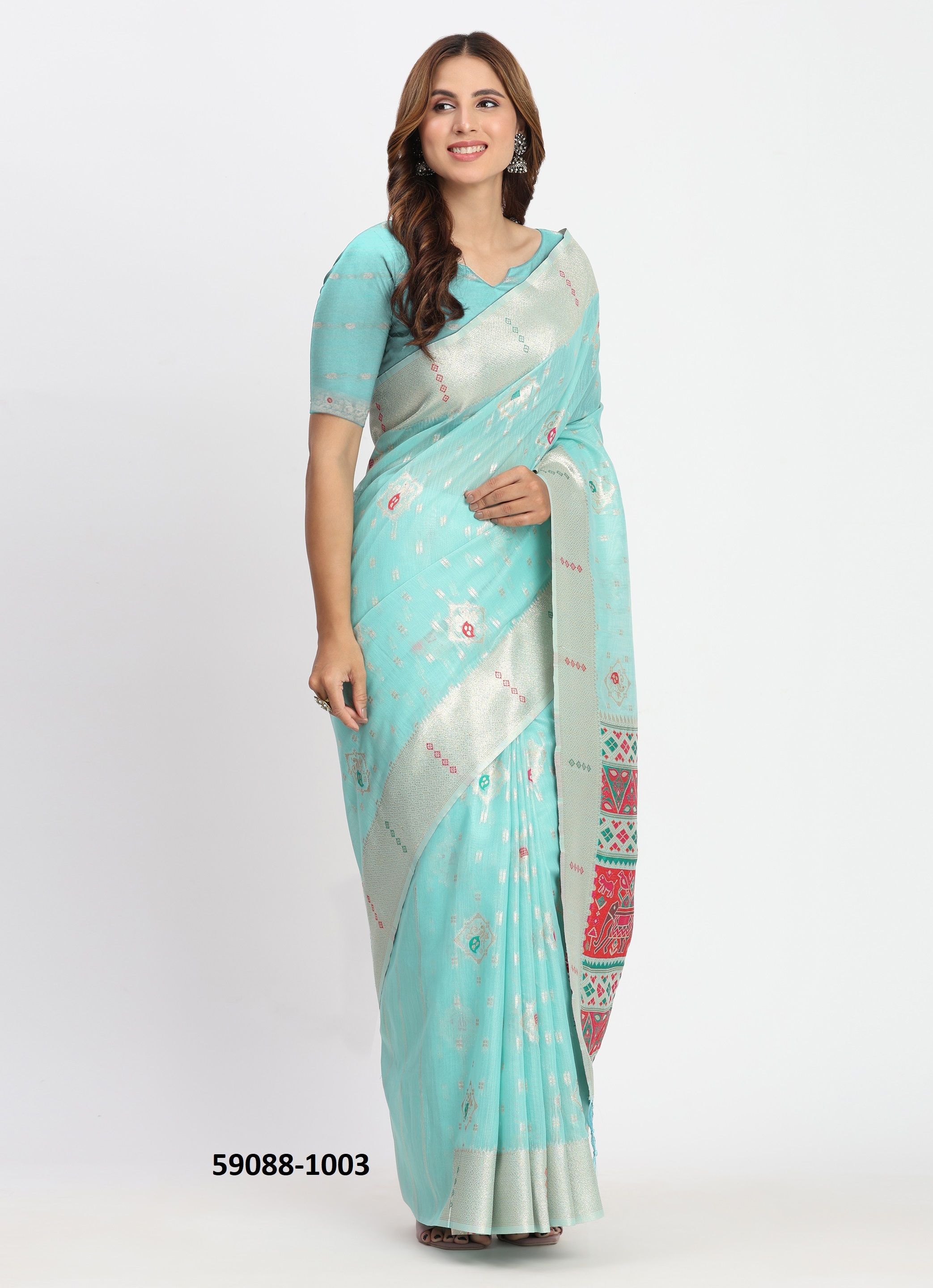 LINEN WAVES 2 - Catalog # 59088 (Set of 6 Sarees) by Brand DESI MUSE