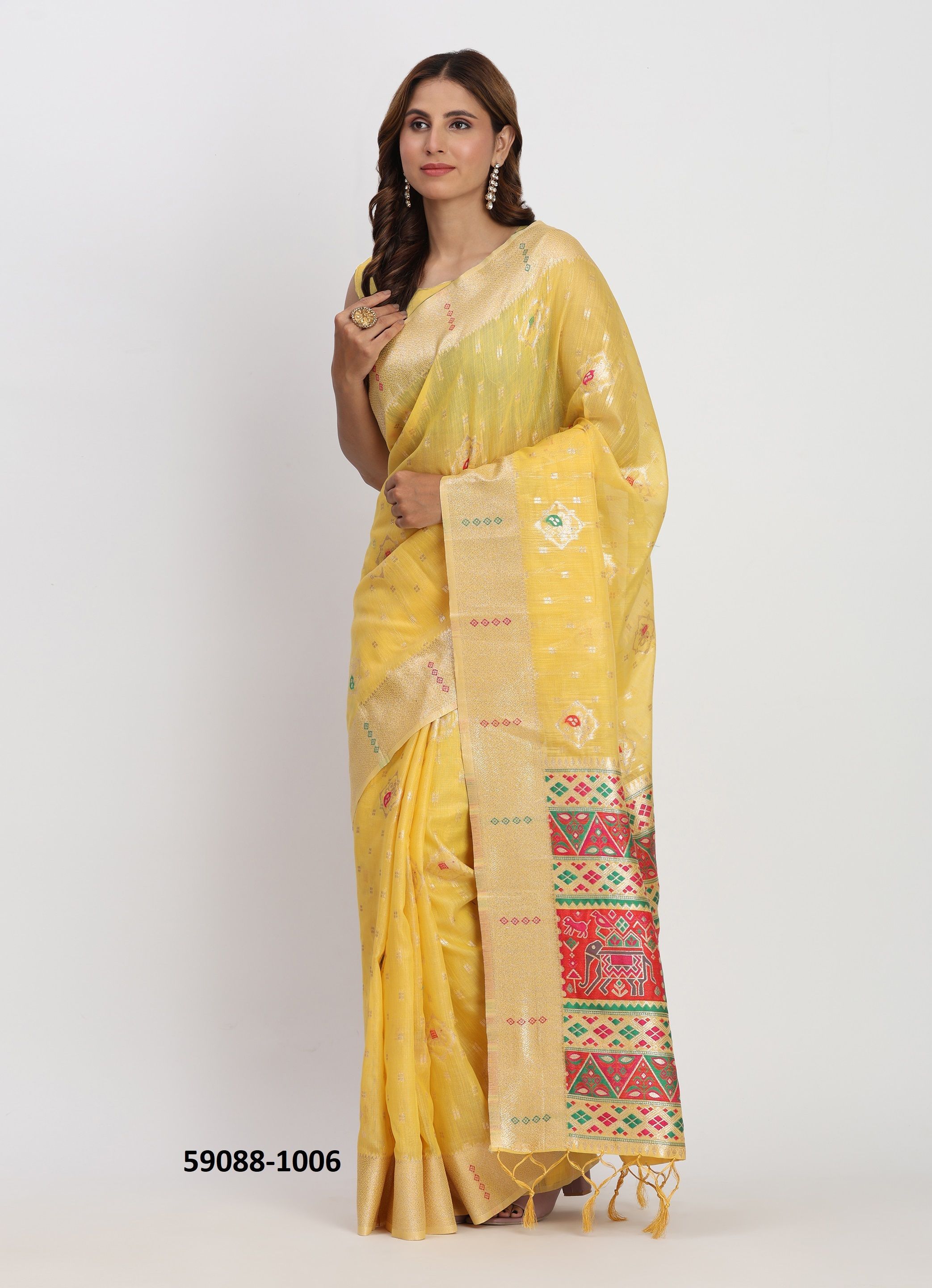 LINEN WAVES 2 - Catalog # 59088 (Set of 6 Sarees) by Brand DESI MUSE