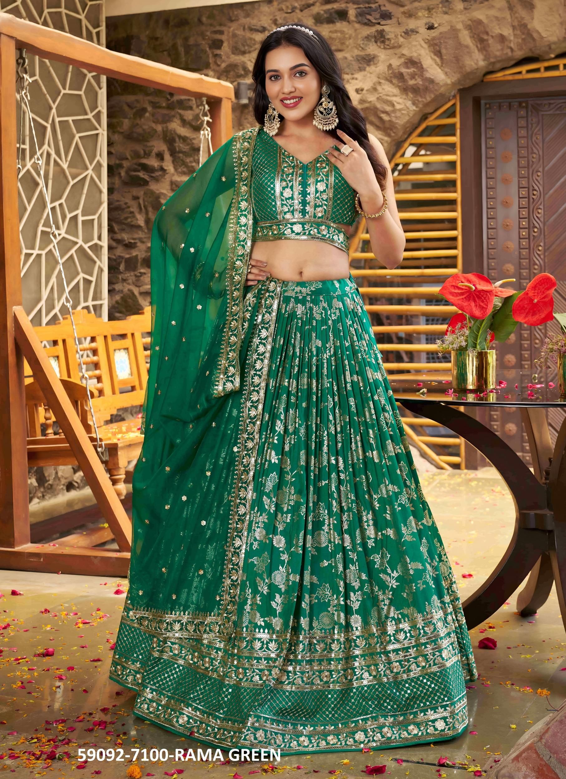 AMRAPALI - Catalog # 59092 (Set of 12 Semi-Stitched Lehengas) by Brand DESI MUSE AMRAPALI - Catalog # 59092 (Set of 12 Semi-Stitched Lehengas) by Brand DESI MUSE