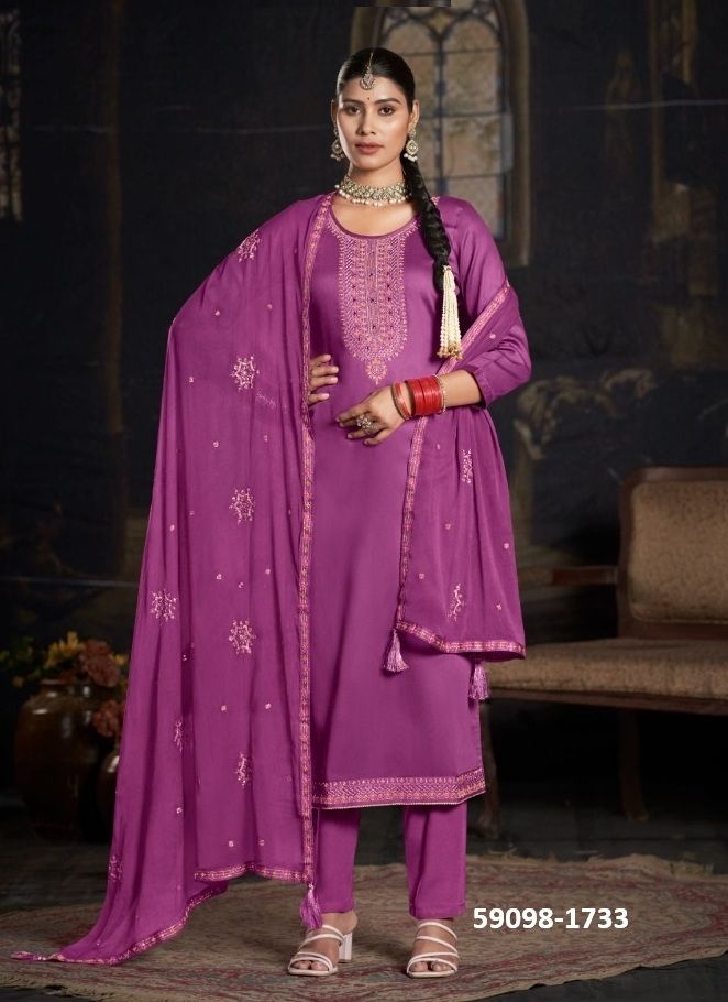 PADMAVATI - Catalog # 59098 (Set of 4 Semi-Stitched / Un-Stitched Suits) by Brand KALARANG