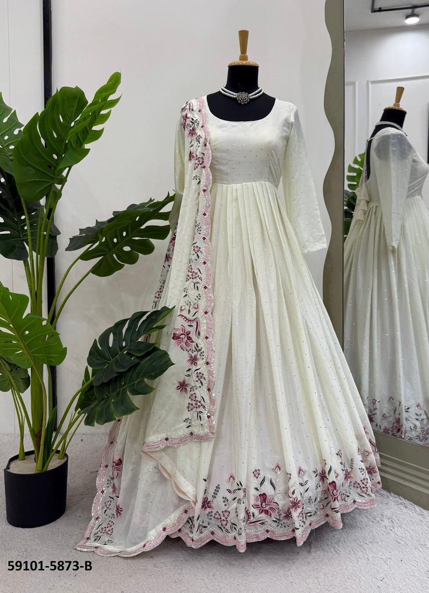 BLACKS & WHITES - Catalog # 59101 (Set of 2 Readymade Salwar Suits) by Brand DESI MUSE
