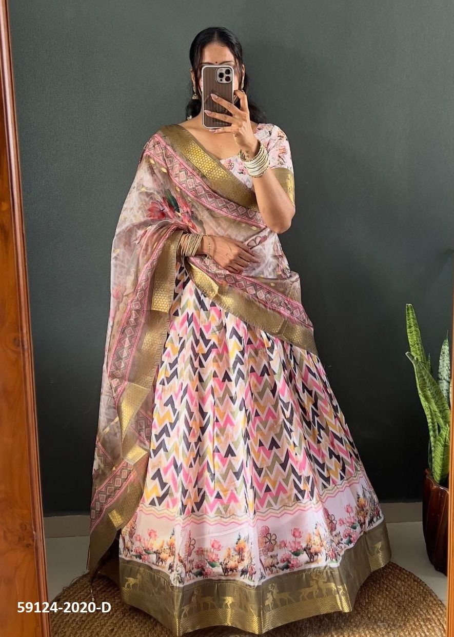 COTTONS & SILKS - Catalog # 59124 (Set of 13 Semi-Stitched Lehengas) by Brand DESI MUSE