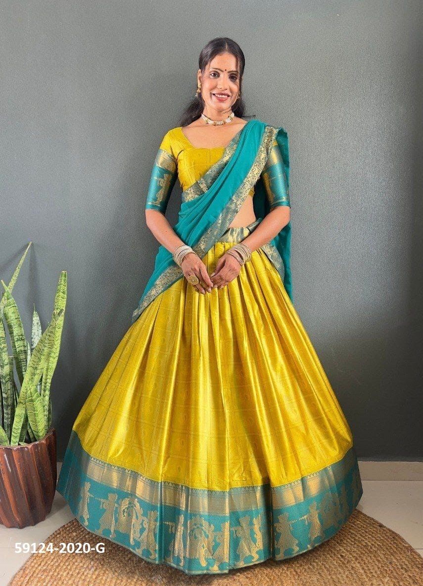 COTTONS & SILKS - Catalog # 59124 (Set of 13 Semi-Stitched Lehengas) by Brand DESI MUSE