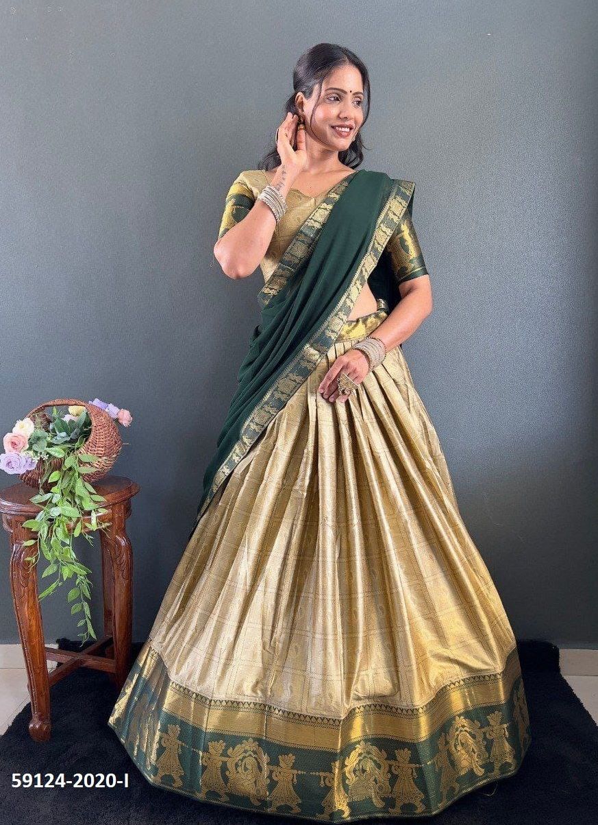 COTTONS & SILKS - Catalog # 59124 (Set of 13 Semi-Stitched Lehengas) by Brand DESI MUSE