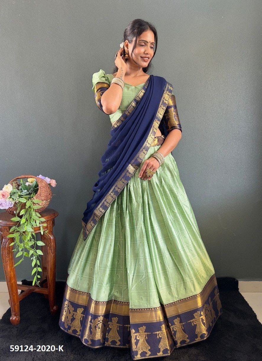 COTTONS & SILKS - Catalog # 59124 (Set of 13 Semi-Stitched Lehengas) by Brand DESI MUSE