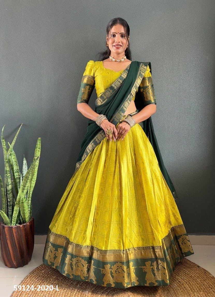 COTTONS & SILKS - Catalog # 59124 (Set of 13 Semi-Stitched Lehengas) by Brand DESI MUSE