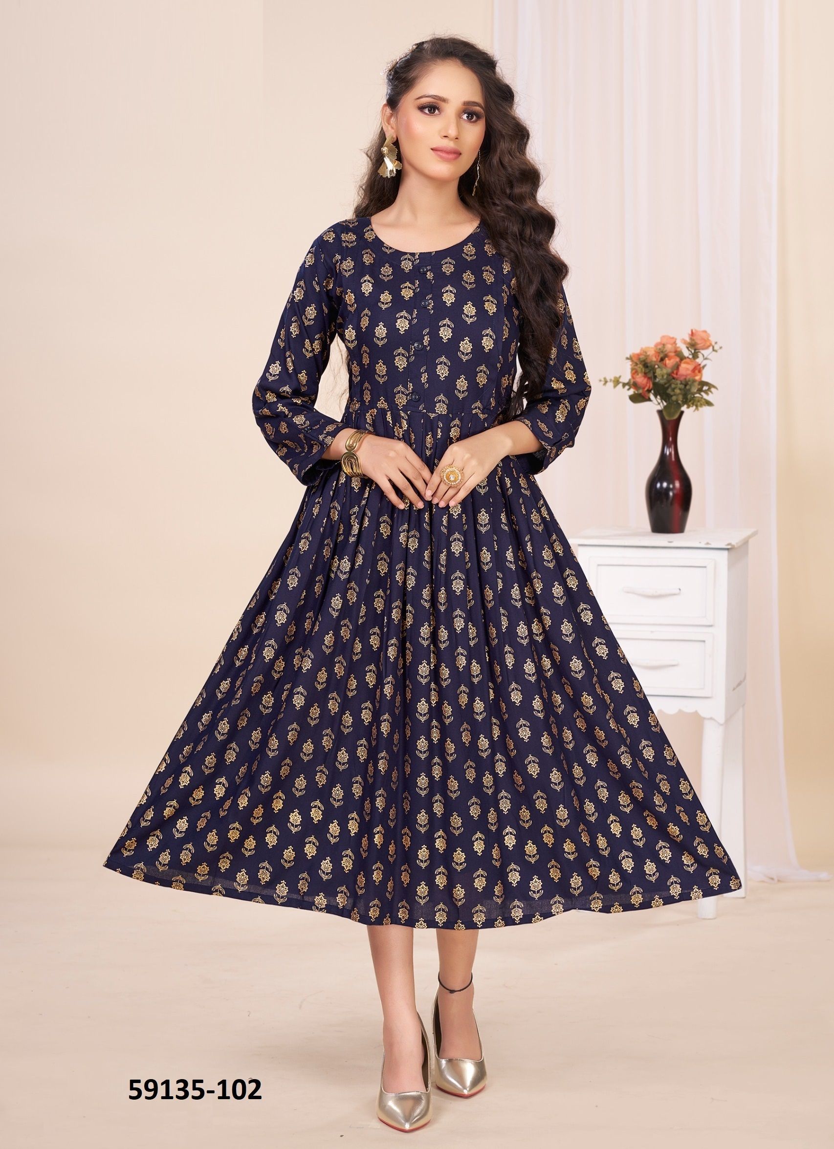 SRI - Catalog # 59135 (Set of 6 Readymade Women's Kurtis / Tops) by Brand DEE CEE