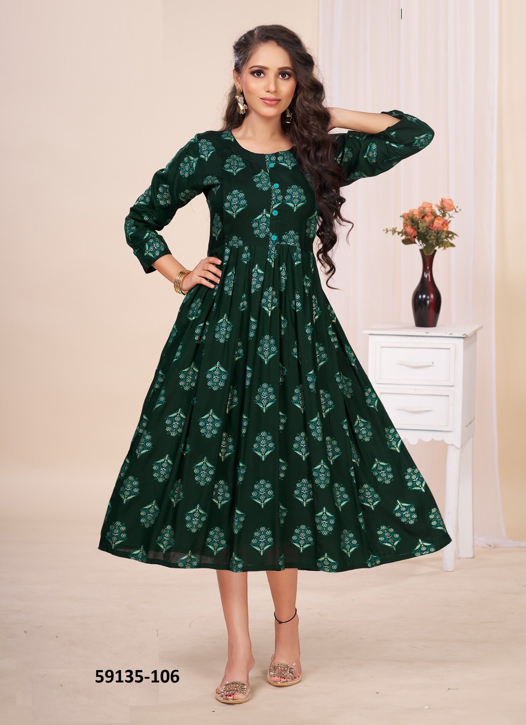 SRI - Catalog # 59135 (Set of 6 Readymade Women's Kurtis / Tops) by Brand DEE CEE