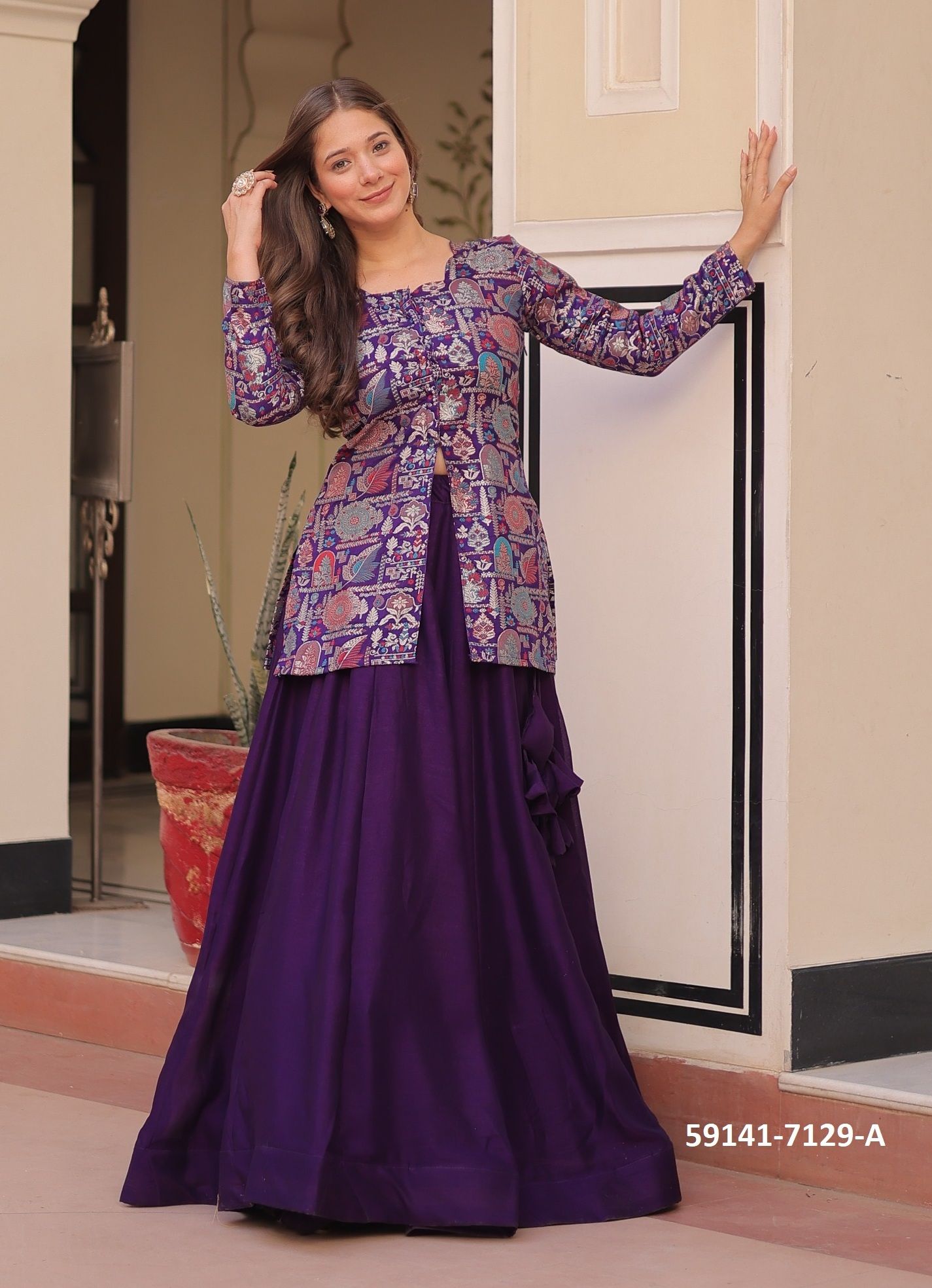CHOLI & SKIRT SET 7129 - Catalog # 59141 (Set of 2 Readymade Lehengas) by Brand DESI MUSE