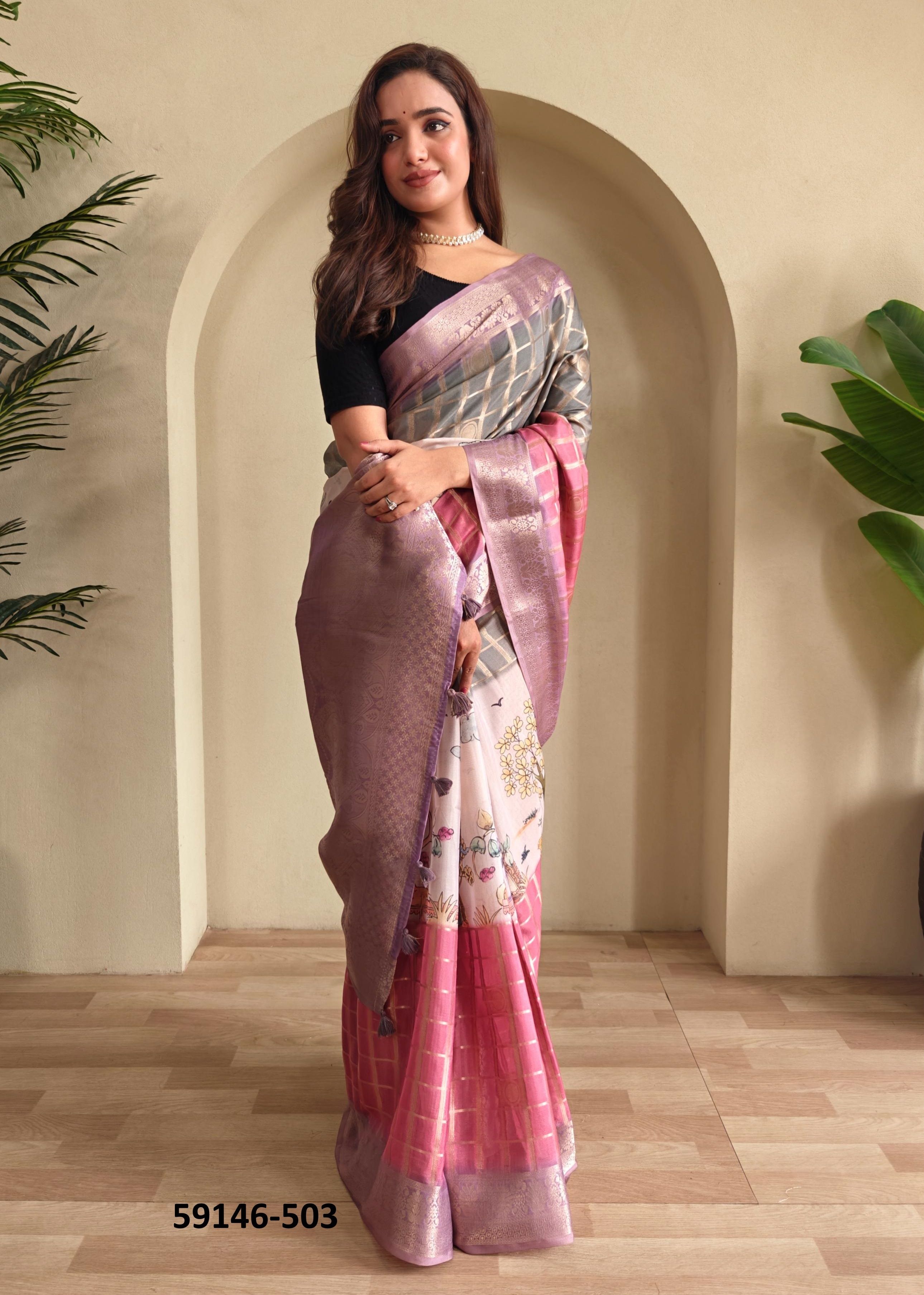 RASMALAI - Catalog # 59146 (Set of 4 Sarees) by Brand DESI MUSE