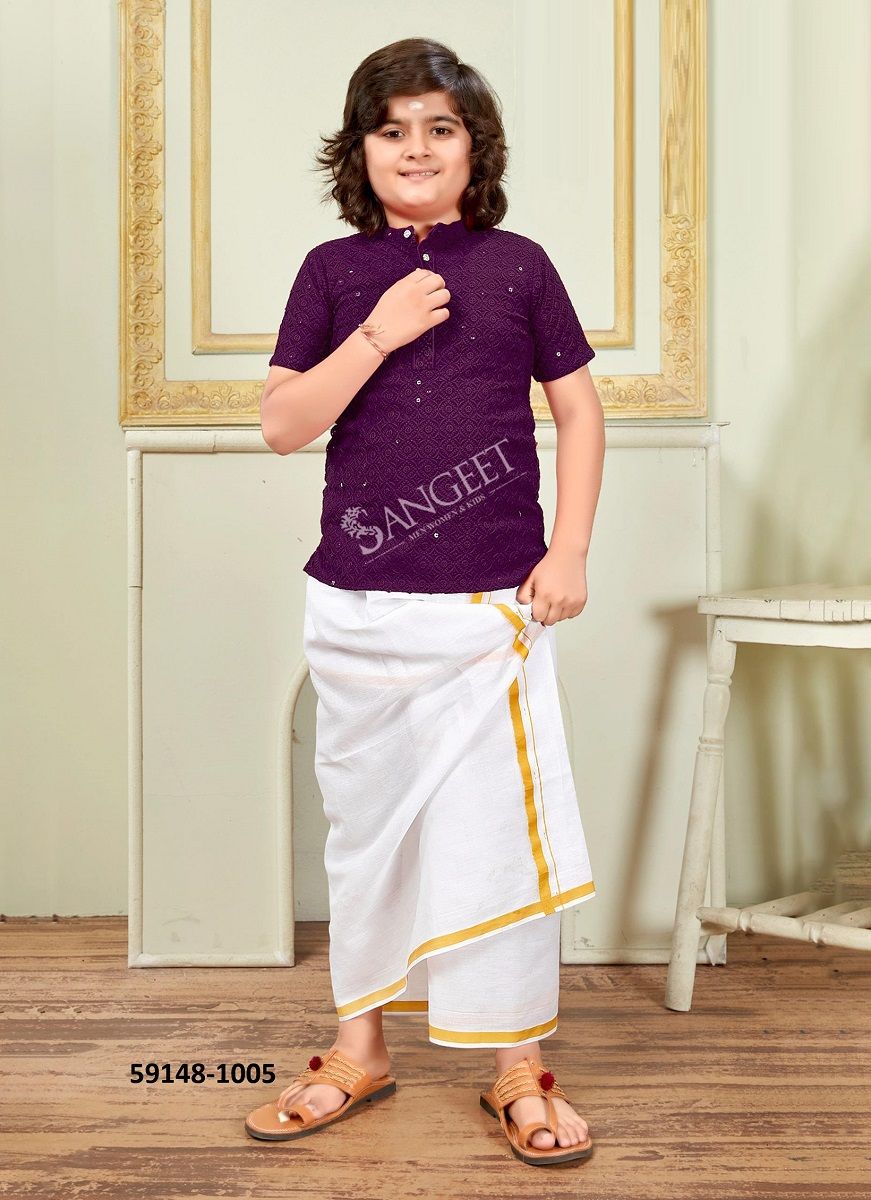 ROYAL SCHIFFLI - Catalog # 59148 (Set of 5 FATHER-SON COMBO) by Brand SANGEET