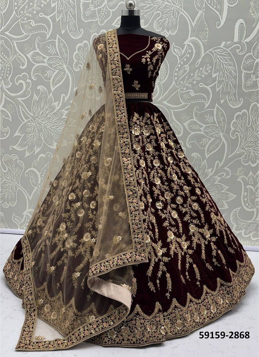 SERIES 2867-2869 - Catalog # 59159 (Set of 3 Semi-Stitched Lehengas) by Brand DESI MUSE