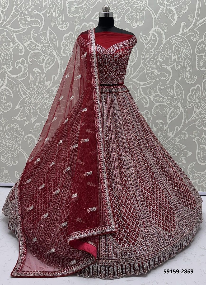 SERIES 2867-2869 - Catalog # 59159 (Set of 3 Semi-Stitched Lehengas) by Brand DESI MUSE